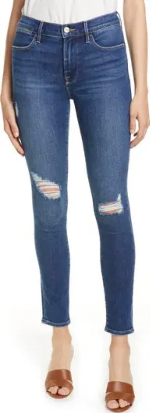 Frame Le High Skinny Ankle Jeans Medium Wash Bradfield Blue Size 29